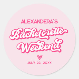 Roze Cowgirl Bachelorette Party Favor Ronde Sticker