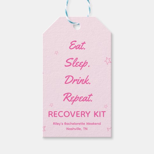 Roze Cowgirl Bachelorette Recovery Kit Label Cadeaulabel (Voorkant)