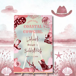 roze cowgirl bachelorette verwelkomingsfeest acryl bord