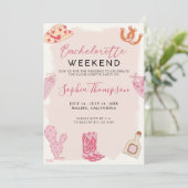 Roze Cowgirl Bachelorette Weekend Uitnodiging (Staand voorkant)