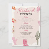 Roze Cowgirl Bachelorette Weekend Uitnodiging (Achterkant)
