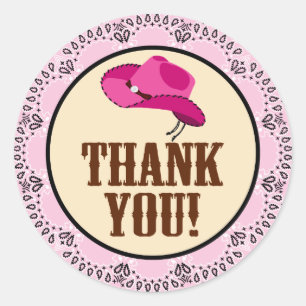 Roze Cowgirl Bedankt! Ronde Sticker