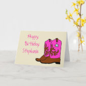 Roze Cowgirl Birthday-kaarten Kaart (Gele Bloem)