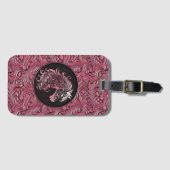 Roze cowgirl bloemengereedschap lederen paard hoof bagagelabel (Voorkant (horizontaal))