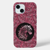 Roze cowgirl bloemengereedschap lederen paard hoof Case-Mate iPhone case (Achterkant)