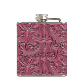 Roze cowgirl bloemengereedschap lederen paard hoof heupfles (Achterkant)