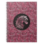 Roze cowgirl bloemengereedschap lederen paard hoof notitieboek (Voorkant)