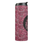 Roze cowgirl bloemengereedschap lederen paard hoof thermosbeker (Gedraaid links)