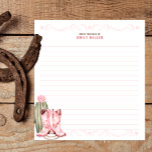 Roze Cowgirl Boeken voor Baby Insert Kaart Notitieblok<br><div class="desc">Vraag een speciale aandenken aan met deze roze cowgirl-thema "Boeken voor Baby" kaart. Met waterverf westerne laarzen en touwaccenten is dit charmante inzetstuk ideaal voor een rustiek of western baby shower. Een leuke manier om de eerste bibliotheek van baby te bouwen in plaats van traditionele kaarten!</div>
