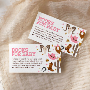 Roze Cowgirl Boeken voor Baby Western Rodeo Shower Informatiekaartje