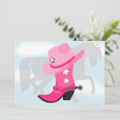 Roze Cowgirl Boot, Pet en Paardenfeest Kaart (Staand voorkant)