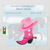 Roze Cowgirl Boot, Pet en Paardenfeest Kaart (Voorkant / Achterkant)