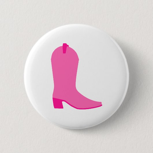 Roze Cowgirl Boot Ronde Button 5,7 Cm (Voorkant)