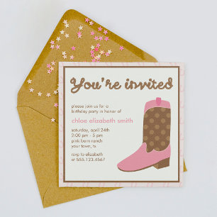Roze Cowgirl Boot Western Verjaardagsfeest Kaart