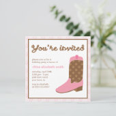 Roze Cowgirl Boot Western Verjaardagsfeest Kaart (Staand voorkant)