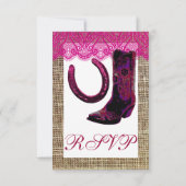 Roze Cowgirl Boots Hoefijzer Burlap Lace RSVP (Achterkant)