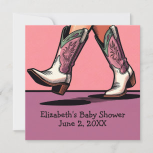 Roze Cowgirl Boots Western Meisje Baby shower Kaart