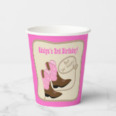 Roze Cowgirl Boots Western Verjaardagsfeestje Papi Papieren Bekers (Achterkant)