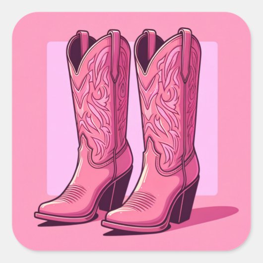 Roze Cowgirl Boots Westerne trendy Stickers (Voorkant)