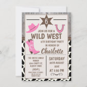 Roze Cowgirl Boots Wild West Birthday Uitnodiging (Voorkant)
