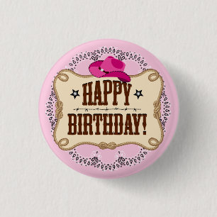 Roze Cowgirl Button