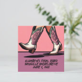 Roze Cowgirl Coquette Laarzen Bachelorette Kaart (Staand voorkant)