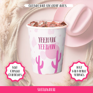 Roze Cowgirl Country Dessert Western Papieren beke Bekers
