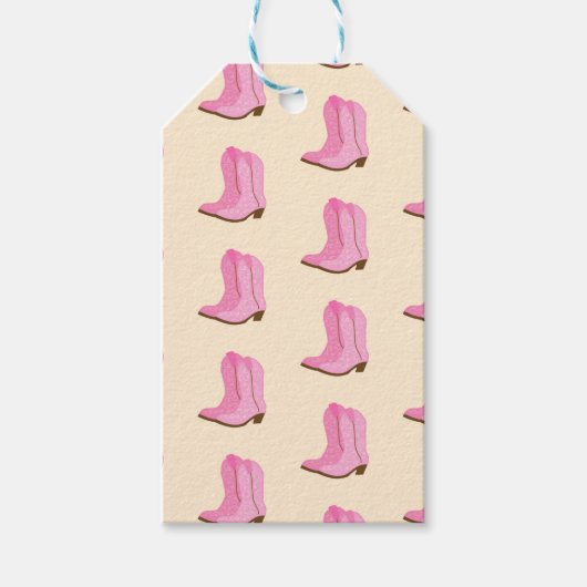 Roze Cowgirl Cowboy Boots Country Texas Ranch Cadeaulabel (Voorkant)