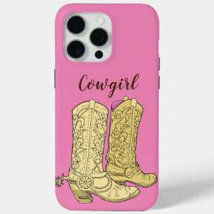 Roze Cowgirl Cowboy laarzen iPhone 15 Pro Max Hoesje