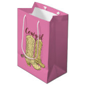 Roze Cowgirl Cowboy laarzen Medium Cadeauzakje (Voorkant Gekanteld)