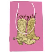 Roze Cowgirl Cowboy laarzen Medium Cadeauzakje (Voorkant)