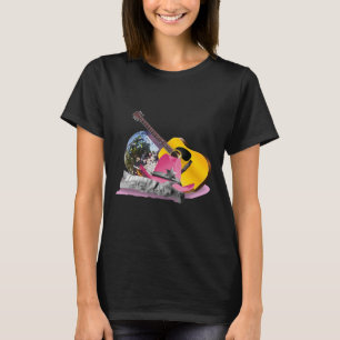 Roze Cowgirl Cowboy Pet Disco Ball Boots Gitaar T-shirt