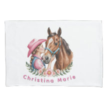 Roze Cowgirl die een Paard kust Verjaardagsfeest C
