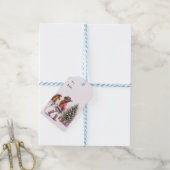 Roze Cowgirl die Kerstmis lasso't  Cadeaulabel (Met Touw)