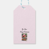Roze Cowgirl die Kerstmis lasso't  Cadeaulabel (Achterkant)