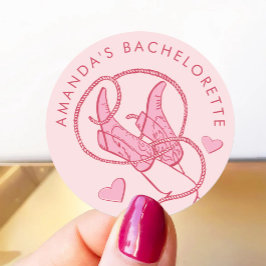 Roze Cowgirl Disco Bachelorette Ronde Sticker
