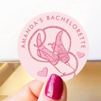 Roze Cowgirl Disco Bachelorette Ronde Sticker