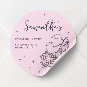 Roze Cowgirl Disco Laatste Rodeo Bachelorette Fees Ronde Sticker