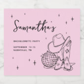 Roze Cowgirl Disco Laatste Rodeo Bachelorette Fees Sparkling Wijnetiket (Enkel label)