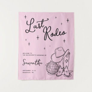 Roze Cowgirl Disco Laatste Rodeo Bachelorette Fees Wandkleed