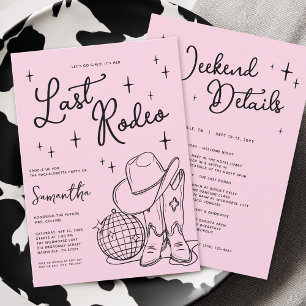 Roze Cowgirl Disco Laatste Rodeo Meidenavakantie Kaart