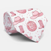 Roze Cowgirl Disco Party Esthetisch Stropdas (Opgerold)