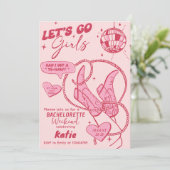 Roze Cowgirl Disco Rodeo Bachelorette Weekend Kaart (Staand voorkant)