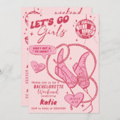 Roze Cowgirl Disco Rodeo Bachelorette Weekend Kaart (Voorkant / Achterkant)