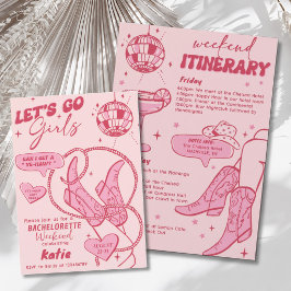 Roze Cowgirl Disco Rodeo Bachelorette Weekend Kaart