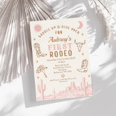  roze cowgirl eerste rodeo 1e verjaardag kaart