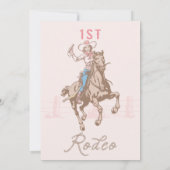  roze cowgirl eerste rodeo 1e verjaardag kaart (Achterkant)