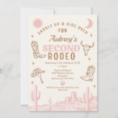  Roze Cowgirl Eerste Rodeo 2e Verjaardag Kaart (Voorkant)