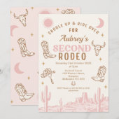  Roze Cowgirl Eerste Rodeo 2e Verjaardag Kaart (Voorkant / Achterkant)