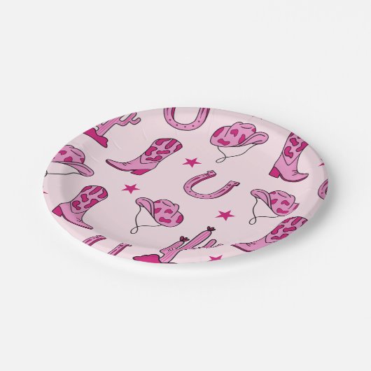 Roze Cowgirl Eerste Rodeo Borden Papieren Bordje (Gekanteld)